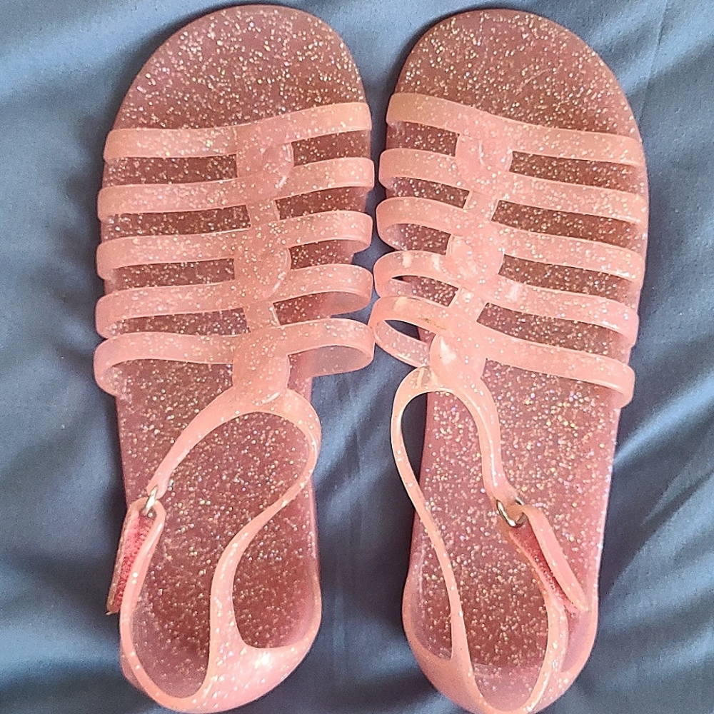 Children's Place Clear Pink  Sparkly Jellies /  Plastic Sandals Sz 13
